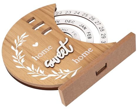 PLAFOPE Eleganter Holz Tischkalender Perpetual Desktop Kalender Drehbar Datum Einstellbar Bürodekoration Wohnaccessoire Aus Holz