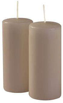 Risthò Stumpenkerzen, taupe, Durchmesser 5 cm, Höhe 12 cm, 9 Stück
