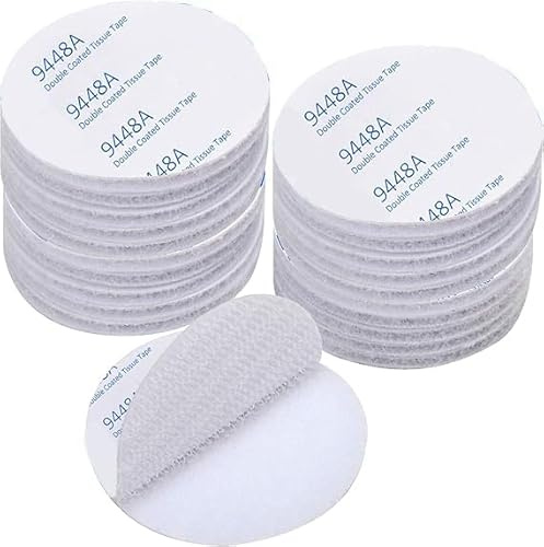 Kardborreband, självhäftande, vit, 20 stycken kardborreband, självhäftande med 5 cm diameter, kardborrefästning utan borrning, perfekt för hem, kontor, bil, skola