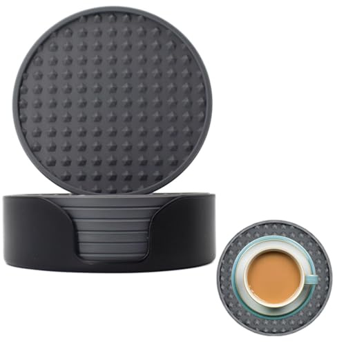 Sottobicchieri per bevande con supporto, tappetino per bevande - Set di sottobicchieri | Confezione da 6 sottobicchieri addensati, supporto incluso protezione anti-traboccamento da tavolo decorazione