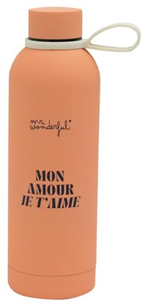 Mr. Wonderful - Botella térmica 550 ml - Mon amour, je t'aime - Botella de acero inoxidable - Con cierre hermético, inodora y ligera - Libre de BPA