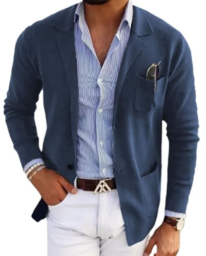 Oanviso Blazer pour Hommes Décontracté Jacket Blouson Revers Cranté Veste de Costume Slim Fit Un Bouton Travail Veste de Fête Blazer Mariage Soirée Business Manteau