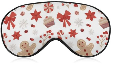 Muster (519) Schlafmaske für Männer und Frauen, kompatibel mit Augenbinde mit Weihnachts-Lebkuchenmann und -stock, leicht und bequem, verstellbare Augenmasken, Nacht-Augenbinde, Augenschutz zum Schlaf