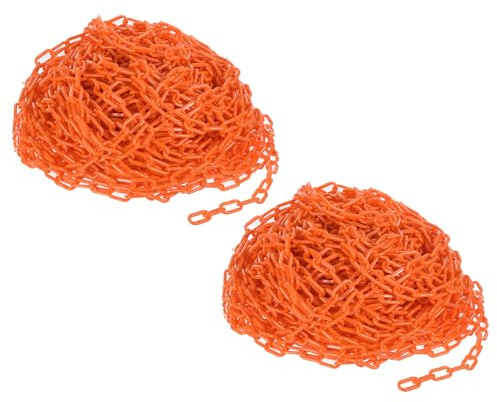 PATIKIL Plastic Chain Links, 400Ft Orange Chains, 6/25(6mm) Plastic Chains for Barriers, Crowd Control, Queue Lines, Parking, Fences, Gate, Concerts, and Decoration