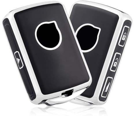 OFF WE GO for Volvo Key Fob Cover, Soft TPU Protection Key Fob Case Compatible with Volvo XC40 XC60 XC90 S60 S90 V60 V90 Polestar 1 Polestar 2 Smart Car Key Accessories (Silver Black)