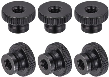 uxcell Knurled Thumb Nuts, 6Pcs M5 x 16 x 10mm Carbon Steel Knurled Nut, Adjusting Round Knobs Fasteners Nuts for 3D Printer Parts, Black