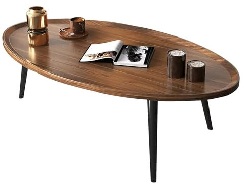ERSINIAN Couchtisch aus Holz mit Walnussholz, ovaler Teetisch im Mid-Century-Stil, Satztische, Mitteltisch, Sofa-Beistelltisch für Wohnzimmer, Home-Office, Café