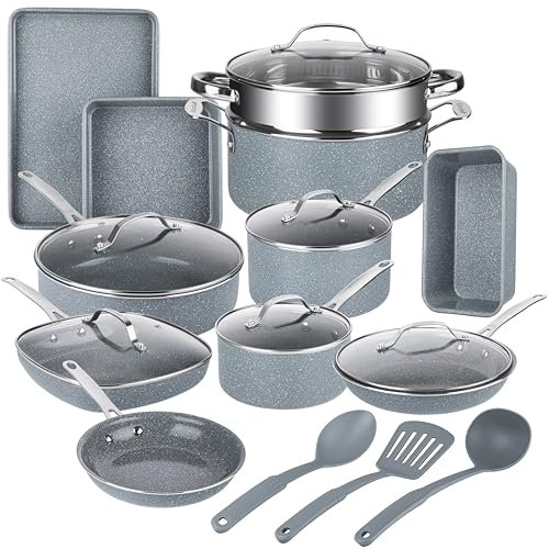 GRANITESTONE Ceraluxe 20Pc Pots and Pans Set Non Stick Ceramic Cookware Set