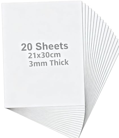 LDHHYH 20 Pack A4 MDF Wood Boards, 300x210x3mm Medium Density Fiberboard Wooden Sheet, Smooth Fiberboard for Crafts, Displays, DIY Projects, Picture Backing, White