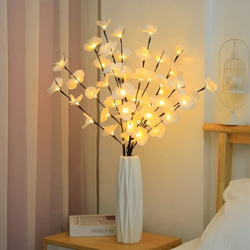 2 PCS LED beleuchtete Zweige 400 LED Perlen Warme Weiß Farbige Batterie betriebene dekorative Zweiglichter für Vase Schlafzimmer Restaurant Coffee Bar Bibliothek Party Foto Hintergrund