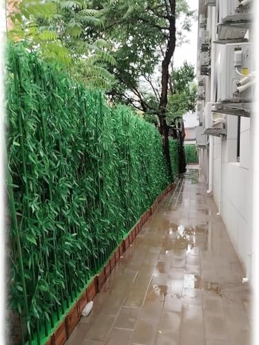 AVLLSO Separe divisorio Esterno Giardino Grandi Alberi di Seta di bambù Falso per l'arredamento Domestico, Schermo Privacy Recinzione Giardino con Foglie(1.8m/5.9ftTall,80x18x18.5cm-14 Pole)