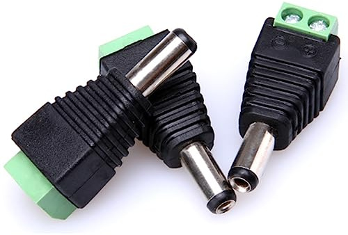 Garosa Adattatore Maschio per Connettore di Alimentazione CC in Plastica Resistente 10 Pezzi 2,1 Mm per Applicazioni di Sicurezza LED 12V per Telecamere CCTV