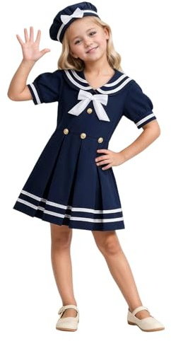 Generisch Traje de marinero para niña, uniforme de colegiala japonesa, vestido náutico de marinero, uniforme escolar, uniforme escolar, azul marino, vestido informal, carnaval, anime, cosplay
