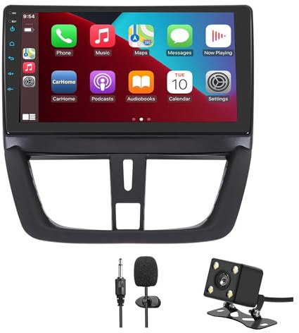 Radio Coche para Pantalla Peugeot 207 2006-2015 9 Écran Tactile IPS Wireless Carplay&Android Auto Avec Navigation/caméra de recul/Bluetooth/Miror Link/Mic/FM/Steering Wheel Controls