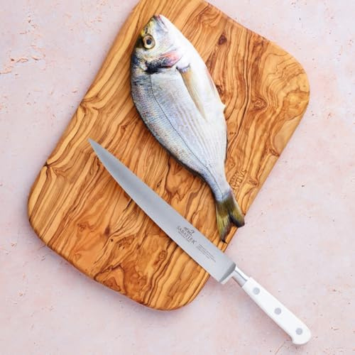 Sabatier – IDEAL TOQUE BLANCHE, 100% geschmiedetes Seezungenfiletiermesser – 20 cm – Dünne, flexible Klinge und Edelstahlnieten – Ermöglicht das präzise Ablösen von Fischf