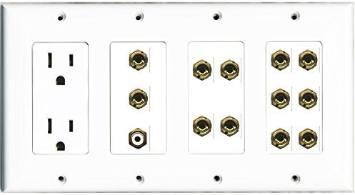 RiteAV – (4 Gang) 15 A Steckdose, RCA (weiß) 12 Banana (für 6 Lautsprecher)-weiß