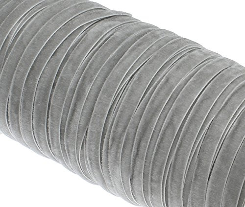 Perlin Samtband Grau Silber Rolle 6 mm 15 m Dekoband Geschenkband Schleifenband Zierband Samtborte Stoffband Bastelband für Geschenkverpackung Floristik Nähen