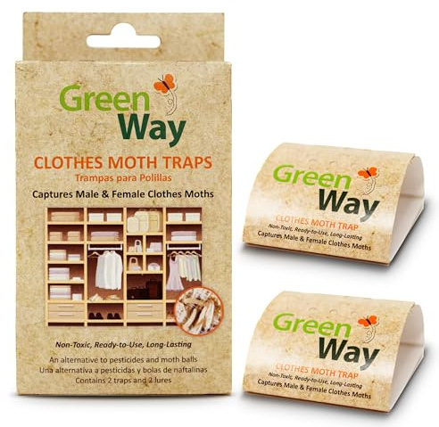 Greenway Clothing Moth Traps with Powerful Pheromone Lures for Effective, Odor-Free Closet Protection, Non-Toxic, Eco-Friendly & Long-Lasting Solution, 6 Packs (Includes 12 Traps & 12 Lures)