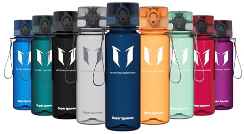 Sparrow Trinkflasche 500ml/750ml/1L - BPA-frei Tritan Wasserflasche 1-Klick | Sportflasche, Auslaufsicher, Leicht, Spülmaschinenfest, Flip Top Flaschen, Sport, Schule, Fitness, Gym, Büro, Reisen, Fahrrad