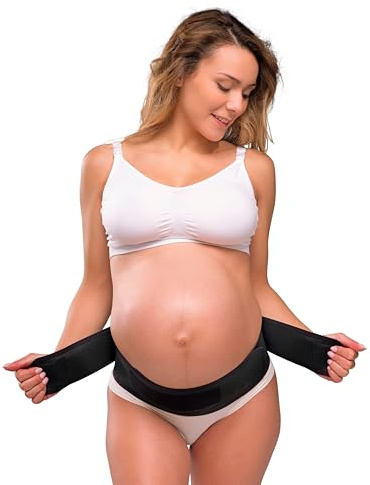 Carriwell Ceinture de Grossesse Femme Enceinte | Ceinture de Maternité Réglable avec Fermeture Auto-Agrippante | Soutien Abdominal & Confort du Dos | Discrète sous les Vêtements | Taille L/XL