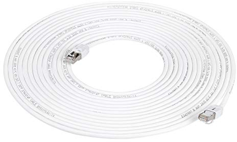 Amazon Basics High-Speed-Patchkabel, RJ45 Cat7, Gigabit-Ethernet, 1 Stück, weiß, 15 m