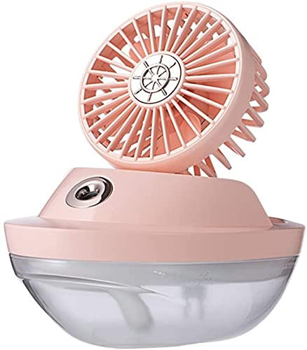 ZRDSZWZ Mini ventilador de mesa portátil confiable con rociador de agua, humidificador de refrigeración, humidificador inalámbrico con luz nocturna (color de color rosa)