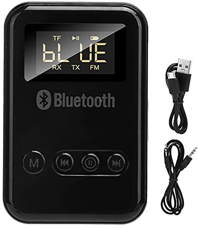 Receptor transmisor Bluetooth 2 en 1, Adaptador de Audio inalámbrico Receptor transmisor de Pantalla Digital FM para automóvil con Sonido estéreo HD, para automóvil