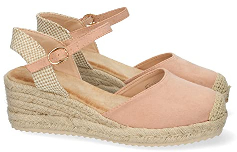shoes&blues.es Sandalia de Cuna para Mujer, Forrado de Yute, Pala Cerrada, y Cierre de Hebilla, Primavera Verano 2022