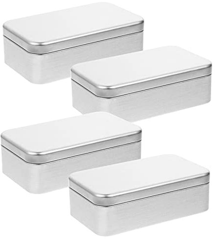 Angoily Seifendose Recoteckige Leere Metalldonsbox MIT Deckel 4Pcs Silber Tragbarer Blechbeh?lter- Mini- Kostentragen für Juden Leckerei Kunstandhandwerk Geschenkenk (Silber) Munitionskiste