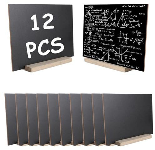 APACALI 12 Stück Kreidetafel Aufsteller, 22.5x15.3CM Schiefertafel zum Beschriften, Mini Tafel Zum Beschriften, Klein Kreidetafeln Doppelseitige für Geburtstag Hochzeit Bar Café