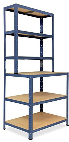 shelfplaza Home 190x80x60 cm Werkbank Regal blau mit 6 Böden | Kellerregal · Lagerregal · Metallregal · Regale für Kellerraum · Steckregal · Abstellraum Regal