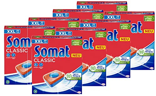 Somat Classic Spülmaschinen Tabs (6x77 Tabs), Geschirrspül Tabs für eine kraftvolle Reinigung, Spültabs hinterlassen strahlend sauberes Geschirr sogar bei niedrigen Temperaturen