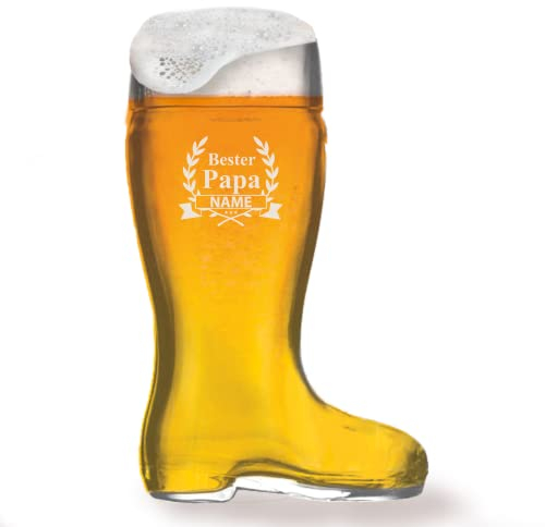 GRAVURMACHER® Beer Boots with Engraving – Stölzle Oberglas – Beer Boots 1.0 L – For the Best Papa in the World – Gift for Father's Day – Birthday Gift as a Man – Motif 03