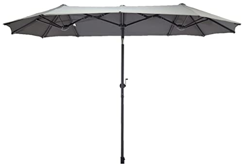 Spetebo Doppel Sonnenschirm mit Kurbel 300 x 150 cm - anthrazit - XL Gartenschirm mit Knickgelenk - Martschirm Sonnen Schutz UV 50+ für Balkon Terrasse Garten groß verstellbarer Neigungswinkel