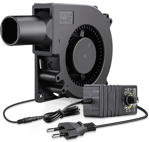 GDSTIME Ventilatore radiale da 120 mm, 12 V, ventola di raffreddamento regolabile, AC Powered 230 V, ventola per ventilazione, cambio ventola, barbecue, gonfiabile, camino