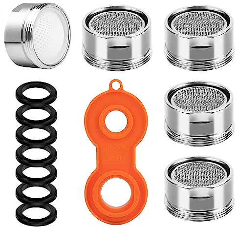 Mousseur Robinet M28, RUNEAY Aérateurs pour Robinet M28, 5 Pièces Mousseur Robinet Economie EAU, Robinetavec Buse de Mélange de Filtre avec 7 Joints et 1 Clé pour Robinets