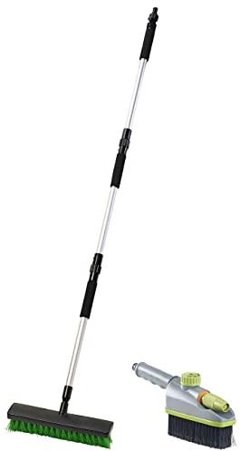 Royal Gardineer Bürste Gartenschlauch: Hand-Waschbürste und -Besen-Set für Gartenschlauch-Klick-Anschluss (Bürste für Wasserschlauch, Wash, Autopflege)