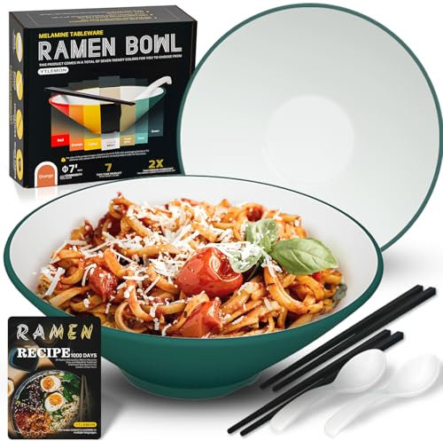 YTLEMON Set Di Ciotole Di Ramen In Plastica 2 Set - Di Utensili Da Cucina Giapponesi Da 20oz - Con Bacchette E Cucchiaio Adatti Per Insalate Noodles Regali Per Uomini E Donne Nella Nuova Famiglia