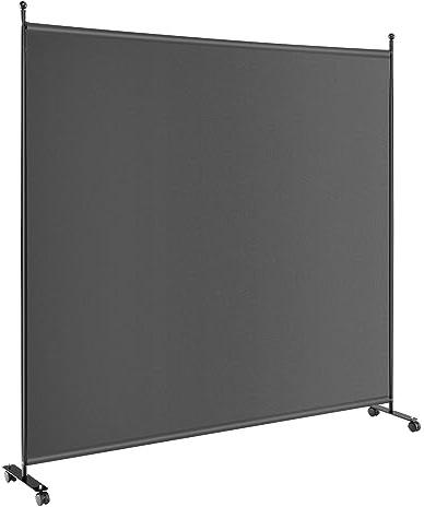 COSTWAY 184 x 184 cm rumsavdelare på rullar, paravent 1 del, vikbar skiljevägg, gjord av tyg, insynsskydd för mer integritet och flexibilitet (grå)