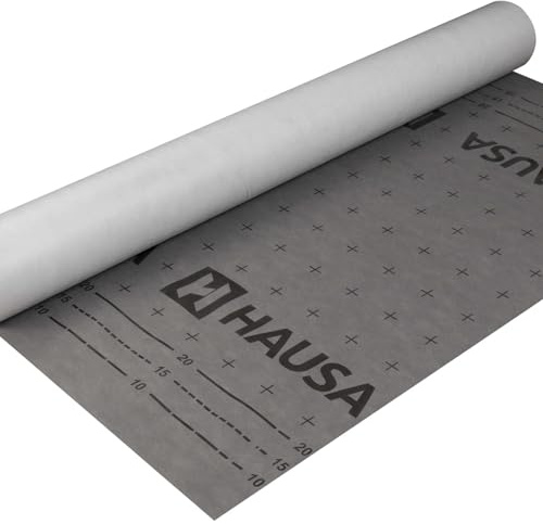 HAUSA Unterspannbahn 130g/m² grau 150m² (2x1,5mx50m) hochdiffusionsoffene wasserdichte Unterdeckbahn witterungs- alterungsbeständig reißfest Schalungsbahn Ultra HU130 mit 2 Selbstklebestreifen