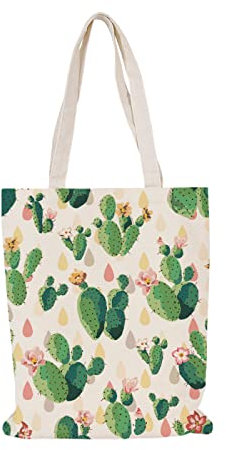 Jutebeutel Kaktus Gelb Grün Tote Bag Baumwolle Hanf Stoffbeutel Große Kapazität Stofftasche Faltbar Jutetasche Langlebig Baumwolltasche Bedruckt Stoffbeutel zum Bemalen Waschbar 30x40cm/2 Pcs