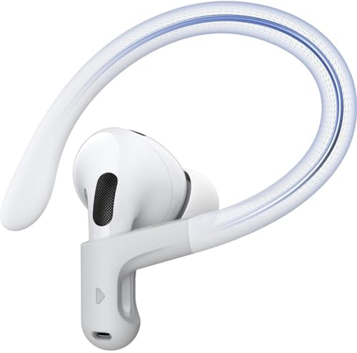Gcioii Memory Titanium Alloy Ear Hooks for AirPods Pro 3, AirPods Pro 2, AirPods Pro & AirPods 3, Anti-Slip Sport Accessories [Added Anti-Lost Lanyard] Comfortable Secure Fit, White
