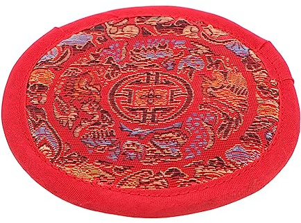 OFFSCH Cuscino Imbottitura Portatile Semplice Buddha Rosso Fatto a Mano per Ciotola Sonora per Meditazione e Pratiche Buddhiste