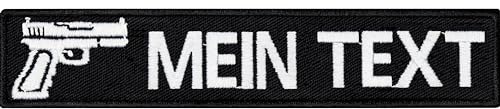 Waffen Patch personalisiert mit Klettverschluss - Pistolen Klettpatch personalisieren - Aufnäher mit Klett individuelle Namensschilder - Klett Patch selbst gestalten - 125x25mm
