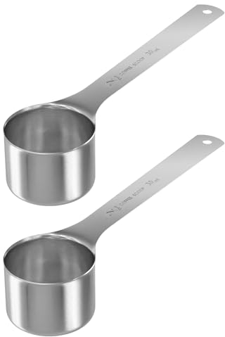 LEIFENY 2 Esslöffel Kaffeeschaufel, Messlöffel mit langem Griff, 2 Esslöffel (30 ml | 1/8 Tasse) Kaffeeschaufel, Edelstahlschaufel für gemahlenen Kaffee, 2 Stück