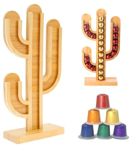 Sutowe Porta cialde di caffè a forma di cactus cremagliera per capsule di caffè in legno organizer per capsule di caffè di capacità rack per casa cucina ufficio piano di lavoro