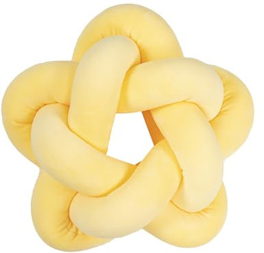 Champracer 1pcs Knotenkissen, Weiches Knoten-Kugelkissen, Fünfzackiger Stern Knotenkissen, Sternen Knot Kopfkissen, für Schlafzimmer, Zuhause, Moderne Knotendekoration 32 * 32 cm (Stachelbeere Gelb)