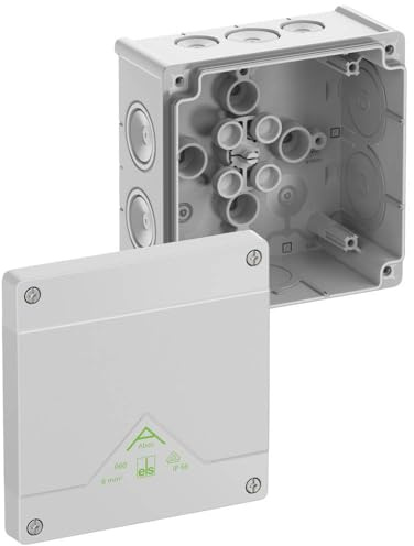 Spelsberg 80640001 Abzweigkasten (L x B x H) 127 x 127 x 70 mm Grau IP66 1 St. | Verteilerdose fuer Feuchtraum, schlagfest nach IK07, UL94HB Entflammbarkeitsklasse, Temperaturbereich -25 bis 55 Grad