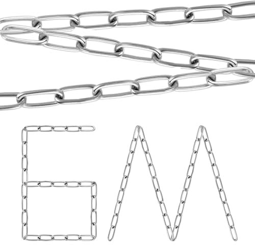 6 Metres 304 Stainless Steel Chain 3mm Heavy Duty Links for Fence Gate, Garage Doors, Swing and Bicycle Security Lock