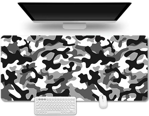 Hixingo 3D Large Mouse Mat, Gaming Mouse Pad, Contrast Camouflage Print Mouse Pad, Mousepad with Stitched Edges, Non-Slip Rubber Base Mouse Pads for Office Home (1200x600x3mm,Gray)